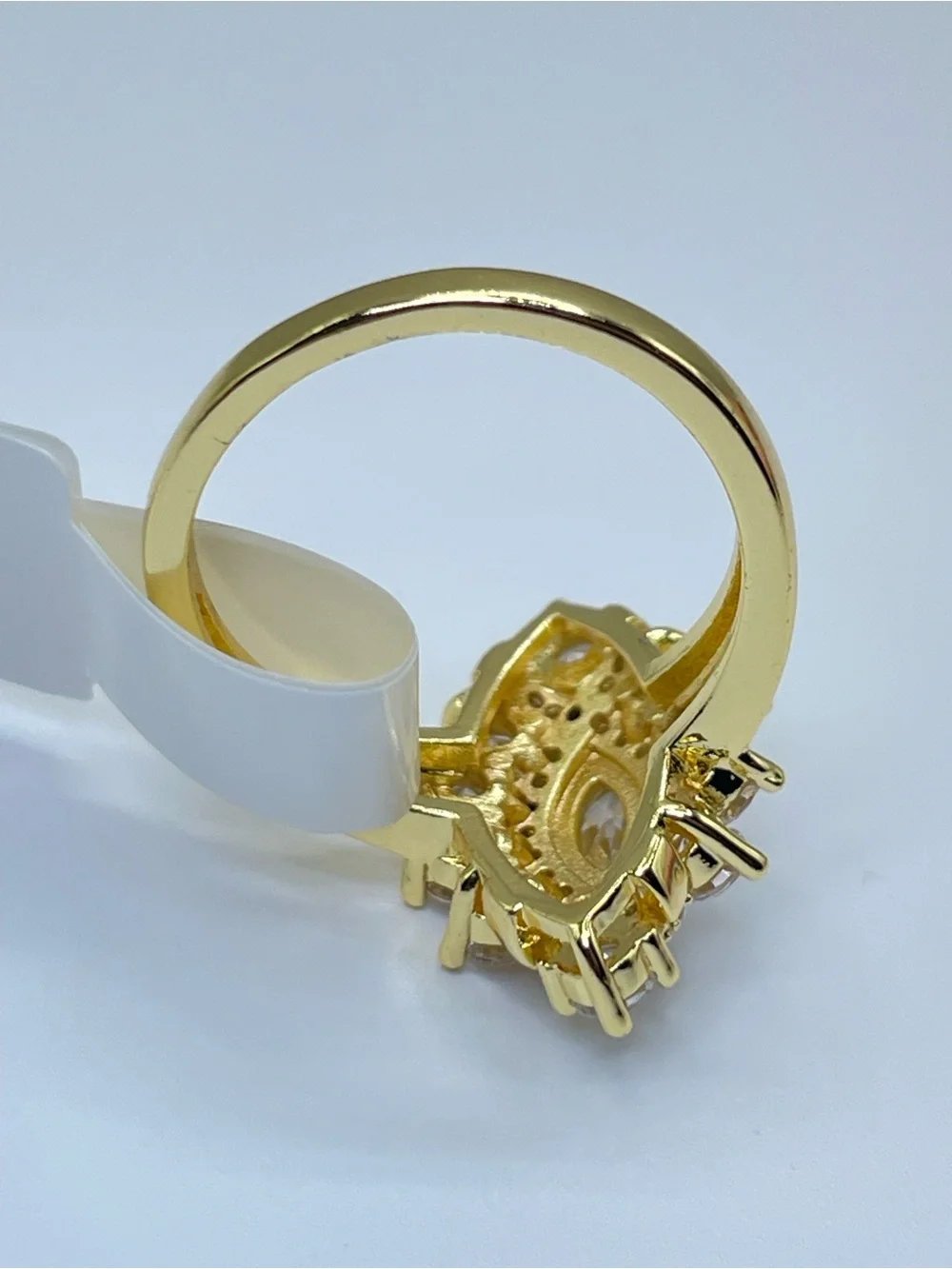 Swarovski Crystal Elements White Crystal Art Deco Ring Vintage Look Sz 6